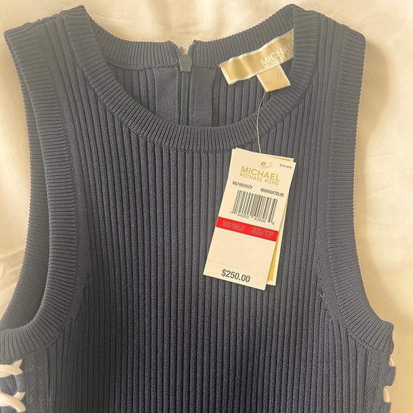 Michael Kors Ribbed Stretch Viscose Lace-up Dress Size XS - Picture 5 of 7